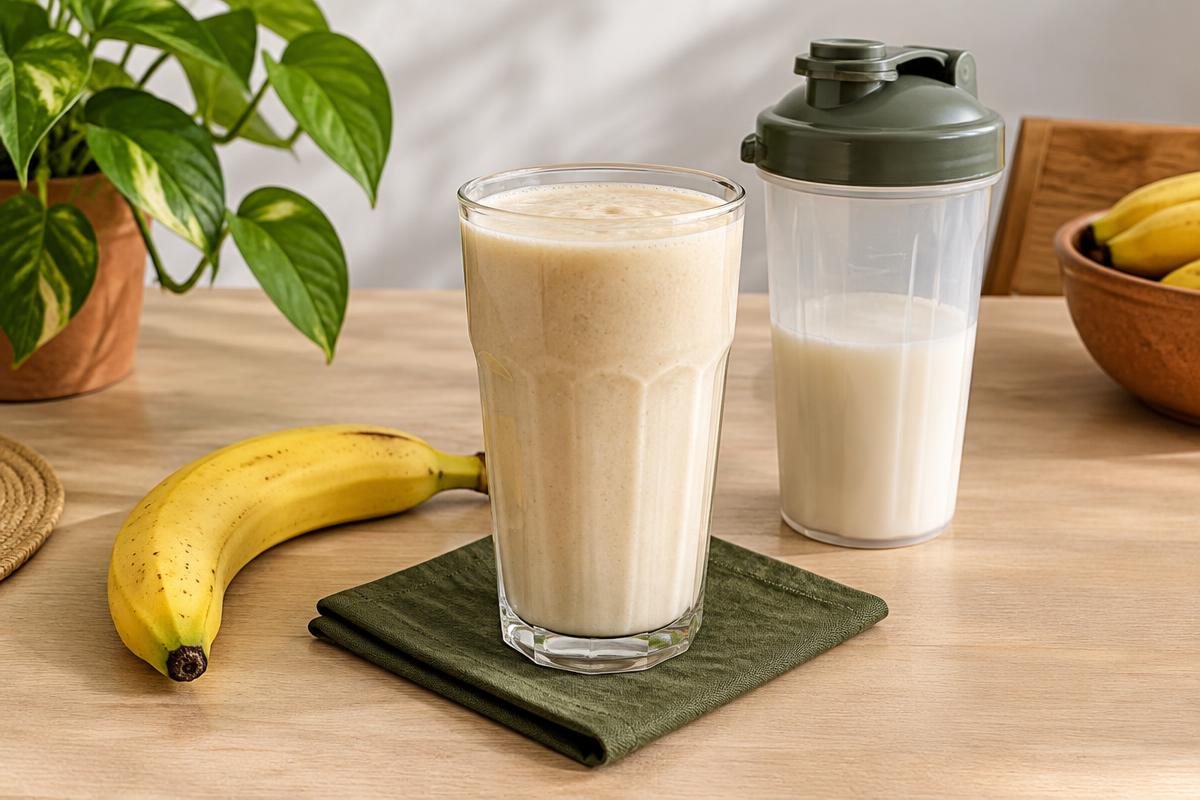 Vitamina de banana com leite e whey